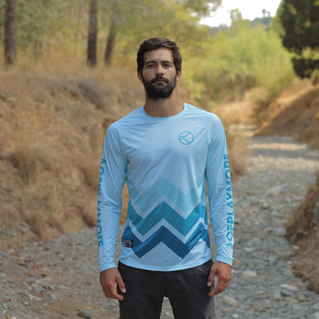 Wavy Aqua Long Sleeve Sport Tee