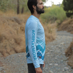 Wavy Aqua Long Sleeve Sport Tee