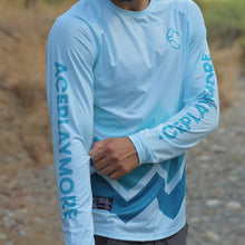 Wavy Aqua Long Sleeve Sport Tee