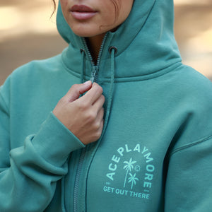 Arches & Palms Seafom Green Zip-Up Hoodie