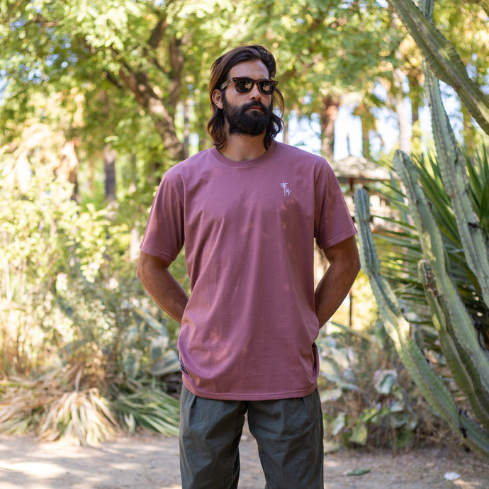 Palms Embroidered Clay Rose Tee