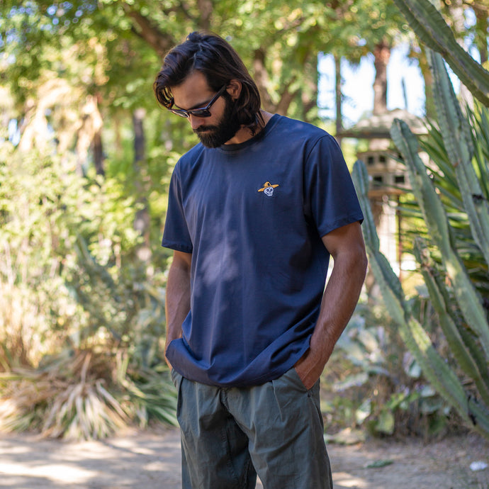 Mini Skull Embroidered Anthracite Tee