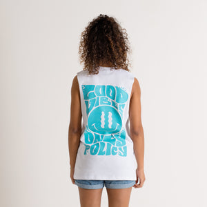Good Vibes Light White Tank